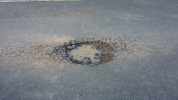 Pothole on road