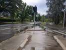 Poor drainage leaving rainwater on road surface